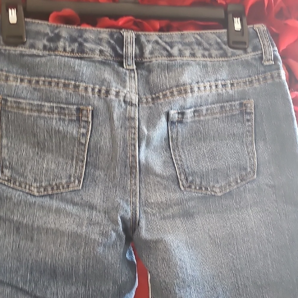 Old Navy Girls Embroidered Hearts & Stars Denim Bermuda Style Shorts Size 16